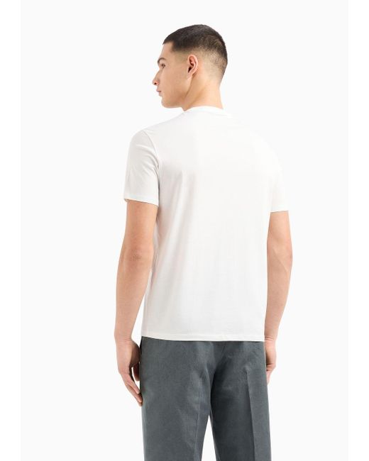 Armani Exchange White Regular Fit Mercerized Cotton T-shirt With Logo On The Chest for men