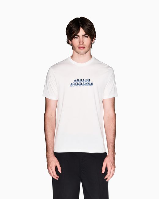 ARMANI EXCHANGE White Classic Slim Fit Cotton Jersey T-Shirt for men