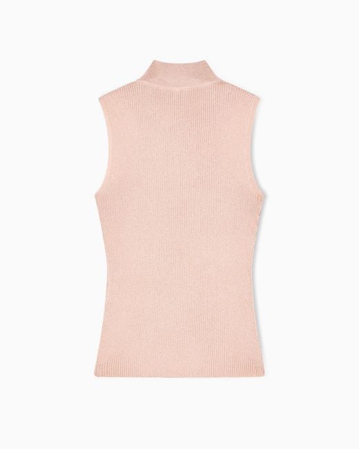ARMANI EXCHANGE Pink High-Neck Lurex Yarn Top