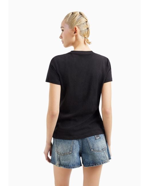 Armani Exchange Black Mix Mag Regular Fit T-shirt In Asv Organic Cotton