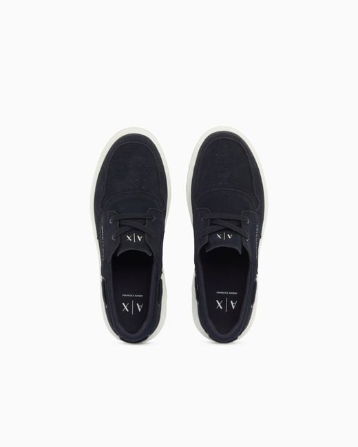 ARMANI EXCHANGE Blue Suede And Mesh Urban Slip-On for men