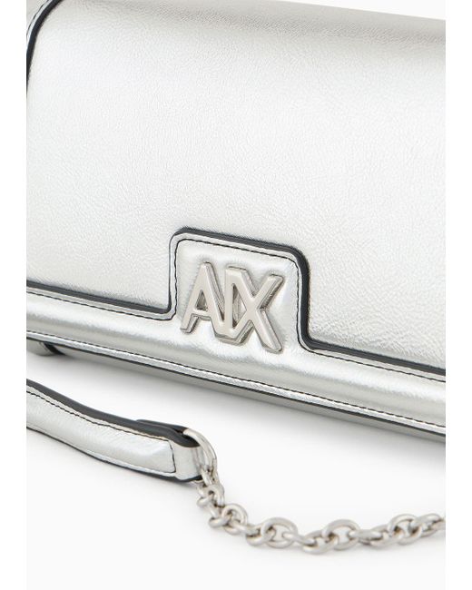 Armani Exchange White Wallet On Chain With Logo
