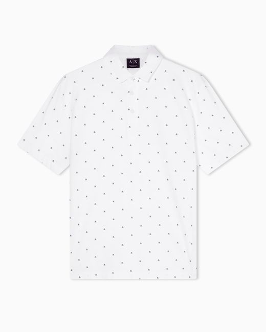 Polo De Punto De Algodón De Corte Regular ARMANI EXCHANGE de hombre de color White