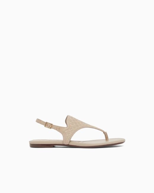 ARMANI EXCHANGE White Microsuede Sandals With Embossed Logo