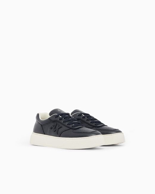 ARMANI EXCHANGE Blue Sneakers With Deer Effect for men