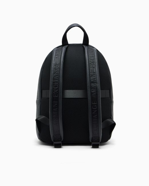 ARMANI EXCHANGE Blue Textured Backpack With Front Zip Pocket And Embossed Logo for men