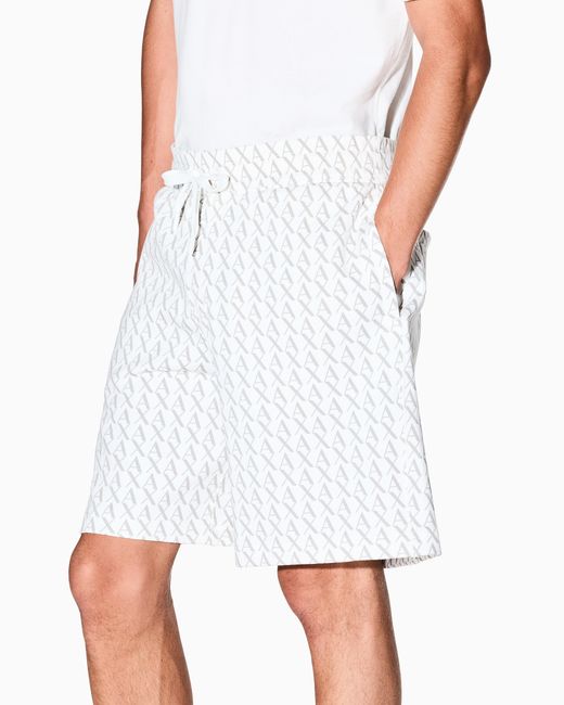 ARMANI EXCHANGE White French Terry Shorts With An All-Over Pattern Essential for men