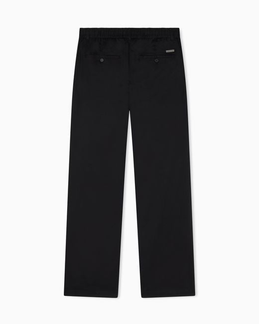 ARMANI EXCHANGE Black Oxford Lyocell Trousers for men