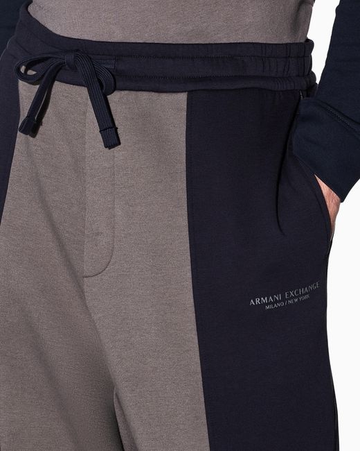 ARMANI EXCHANGE Blue Regular Fit Trousers Bonded Stretch Cotton Jersey for men