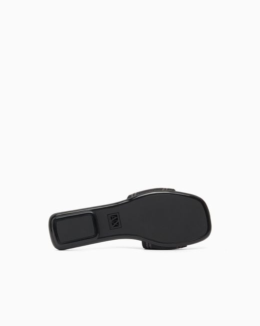 ARMANI EXCHANGE White Flat Jacquard Fabric Sandals