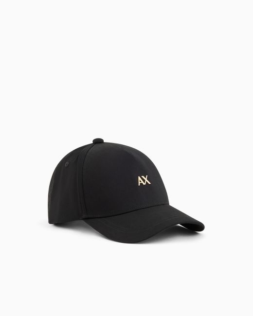 ARMANI EXCHANGE Black Cotton Twill Cap With Embroidered Logo