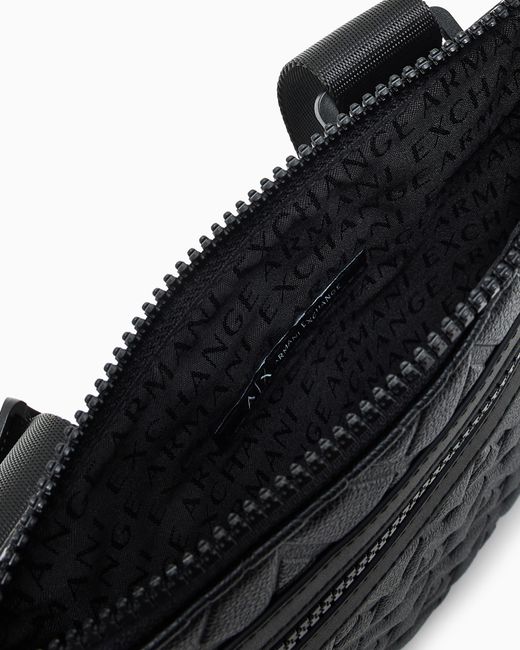 ARMANI EXCHANGE Black Crossbody Bag With A Textured Finish And An Embossed Pattern for men