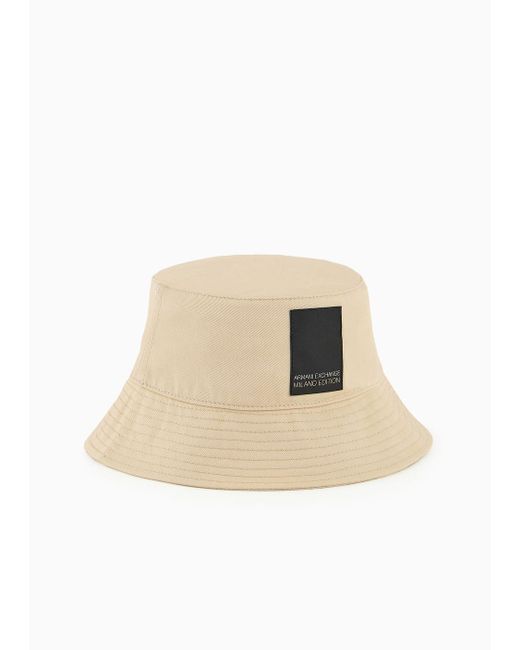Armani Exchange Natural Bucket Hat In Asv Organic Cotton