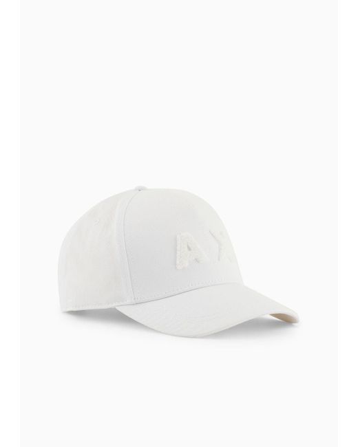 Armani Exchange White Hat With Visor With Maxi Logo for men