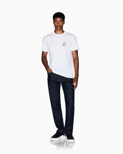 ARMANI EXCHANGE White Regular Fit T-Shirt Icon for men