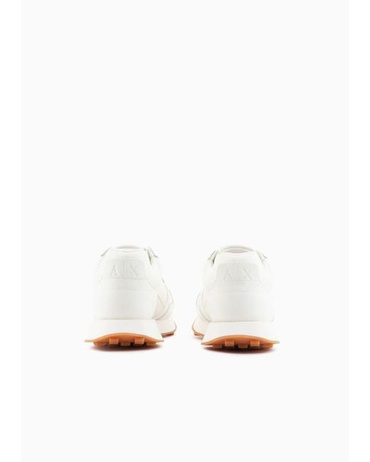 Armani Exchange White Econappa Sneakers With Tone-on-tone Details