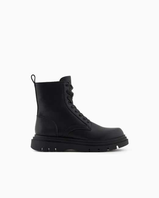 ARMANI EXCHANGE Black Leather Amphibians for men