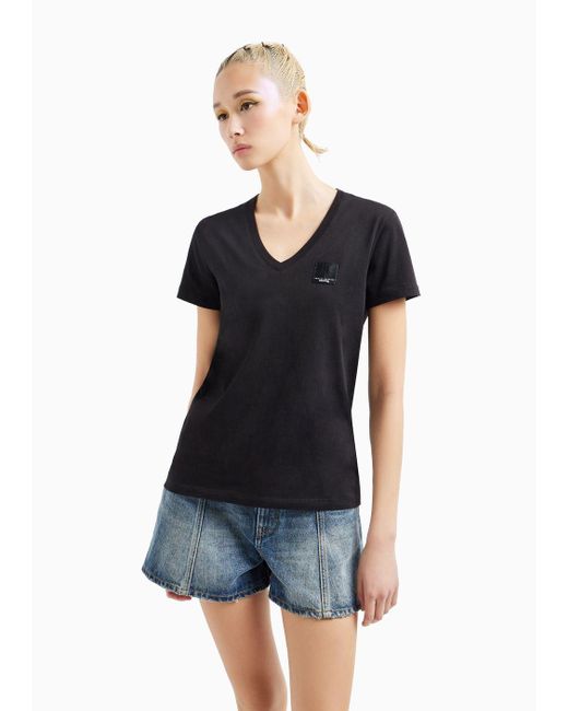 T-shirt Regular Fit Mix Mag In Cotone Organico Asv di Armani Exchange in Black