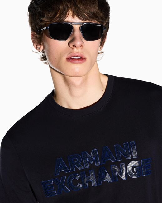 ARMANI EXCHANGE Black Slim Fit Cotton T-Shirt for men