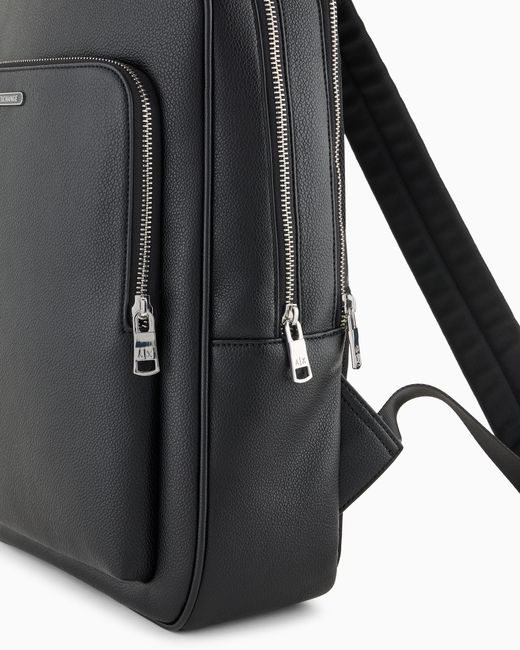 ARMANI EXCHANGE Black Textured Backpack With A Zippered Pocket And Padded Straps for men