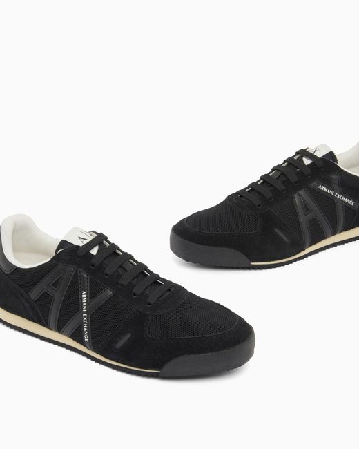 ARMANI EXCHANGE White Lace-Up Sneakers for men