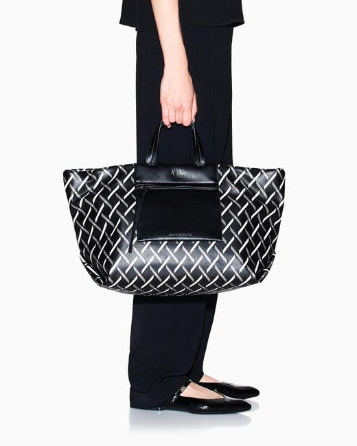 ARMANI EXCHANGE Black Große Shopper-Tasche Mit Zwei Tragegriffen