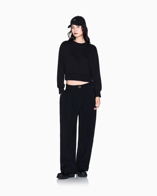 ARMANI EXCHANGE Black Bonded Stretch Cotton Sweatshirt