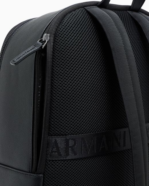 ARMANI EXCHANGE Black Minimalist Backpack With Adjustable Straps And Zip Closure for men