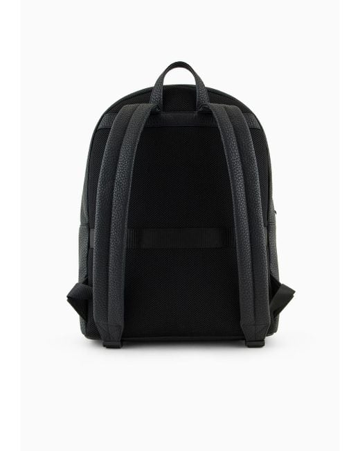 Armani Exchange Black Backpack In Coated Fabric for men