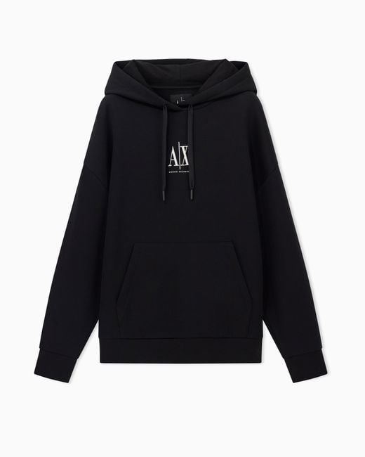 ARMANI EXCHANGE Black Cotton Hoodie