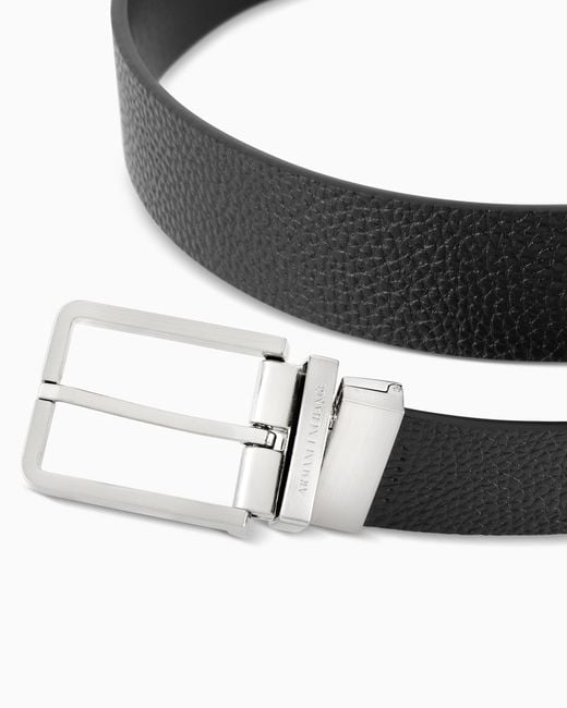 ARMANI EXCHANGE White Reversible Belt With Interchangeable Buckles for men