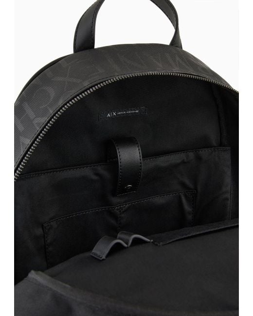 Armani Exchange Black A | X Armani Exchange All Over Logo Backpack for men