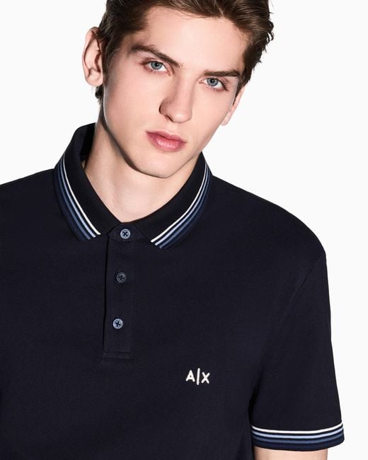 ARMANI EXCHANGE Blue Classic Polo Shirt for men
