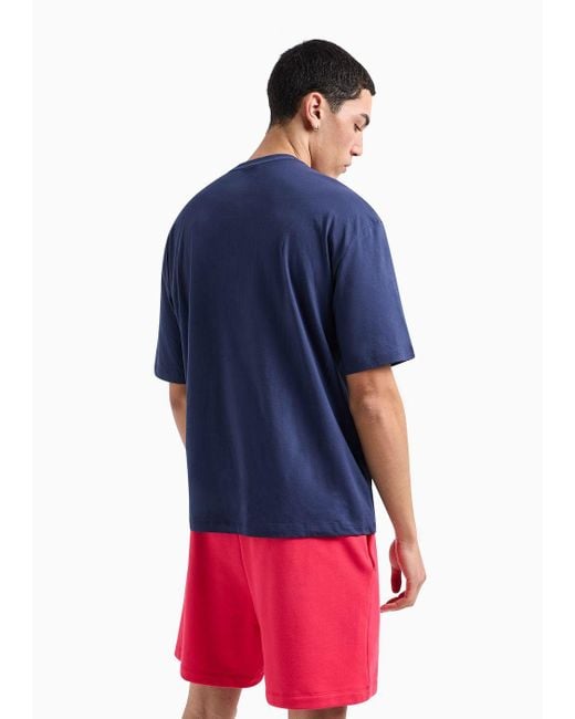T-shirt Relaxed Fit In Jersey Con Logo Multicolor di Armani Exchange in Blue da Uomo