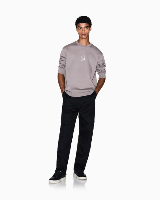Sudadera De Algodón Elástico Con Cuello Redondo Icon ARMANI EXCHANGE de hombre de color Purple