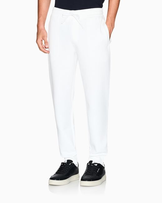 ARMANI EXCHANGE White Bonded Stretch Cotton Joggers With Ribbed Cuffs Icon for men