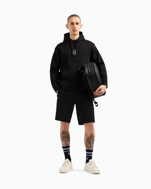 Hoodie With Embroidered Logo ARMANI EXCHANGE pour homme en coloris Black