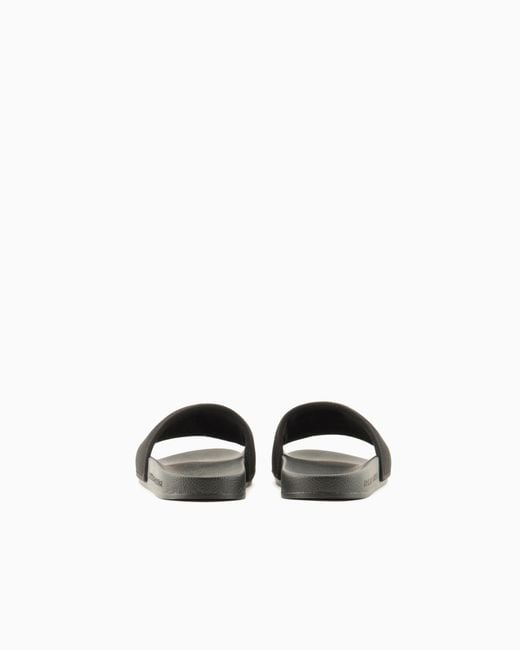 ARMANI EXCHANGE White Slide Sandals With A Wide Strap And Textured Rubber Sole for men