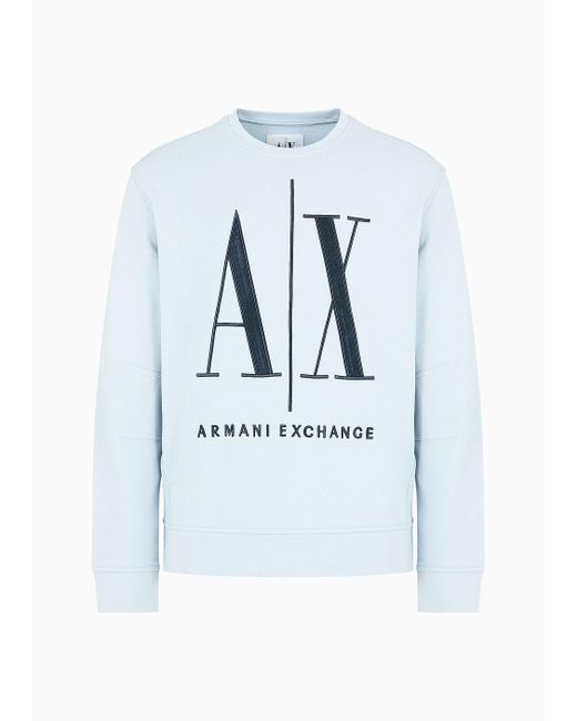 Armani Exchange Blue Icon Logo Crew Neck Sweatshirt for men