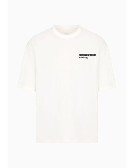 T-shirt Relaxed Fit In Cotone Organico Asv Con Logo Sul Petto di Armani Exchange in White da Uomo