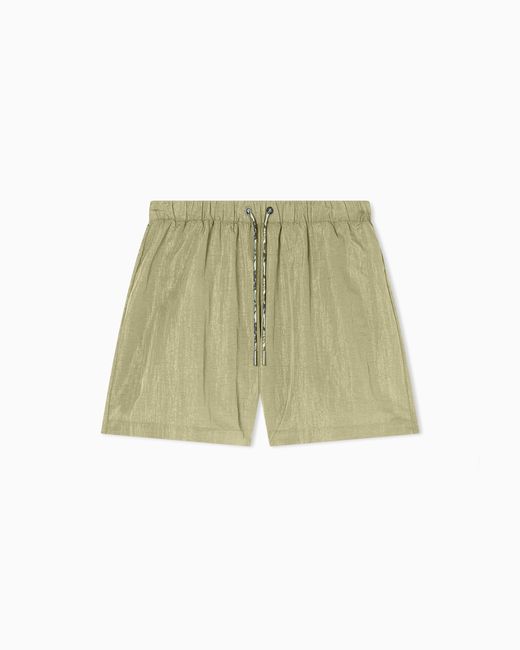 ARMANI EXCHANGE Green Shiny Nylon Shorts