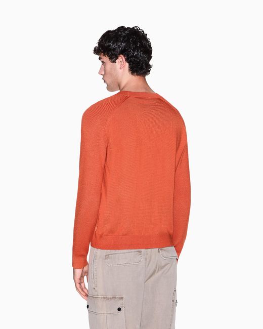 ARMANI EXCHANGE Orange Crew Neck Sweater With Shoulder Detail for men