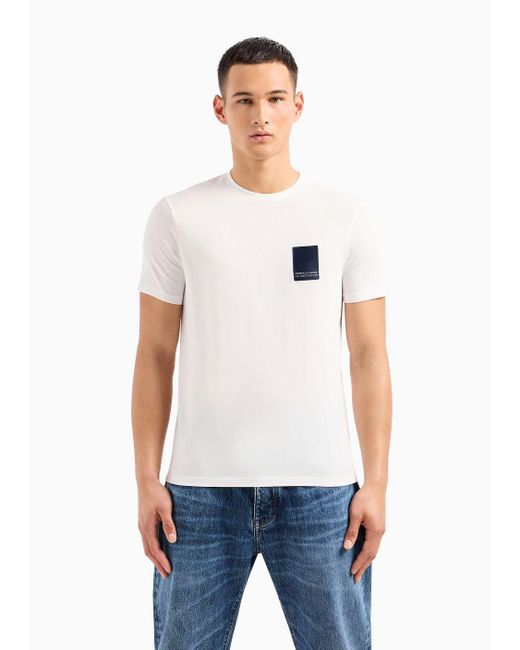 Armani Exchange White Asv Regular Fit T-shirt In Organic Cotton for men