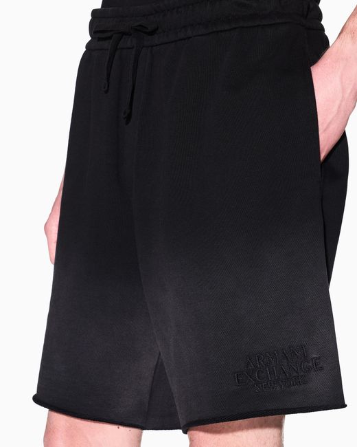 ARMANI EXCHANGE Blue Used-Effect Bermuda Shorts With Logo for men