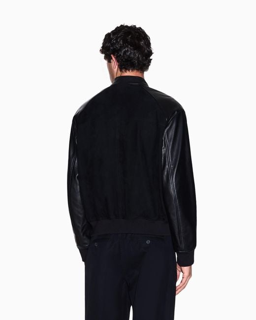 ARMANI EXCHANGE Blue Genuine Leather Suede Jacket for men