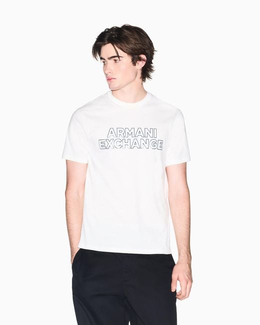 ARMANI EXCHANGE White Slim Fit Cotton T-Shirt for men