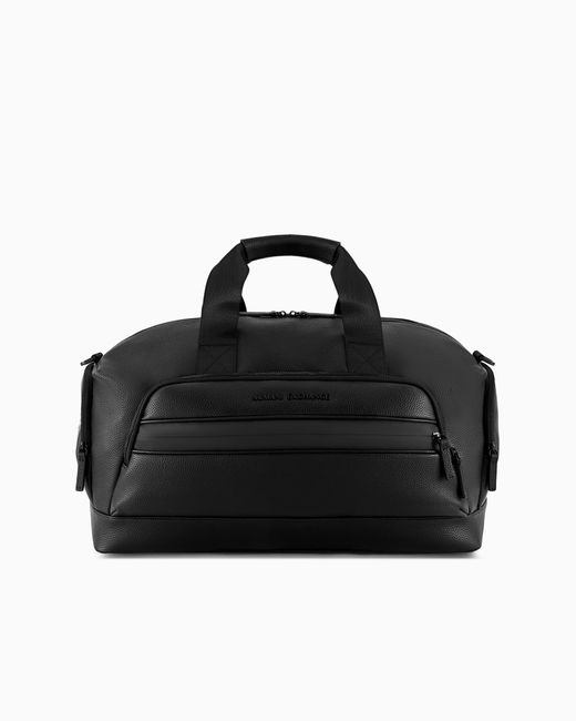 ARMANI EXCHANGE Black Rectangular Duffel Bag With External Pocket for men