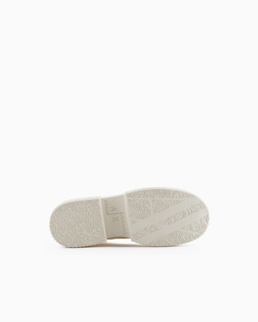 ARMANI EXCHANGE White Quilted Leather Amphibians