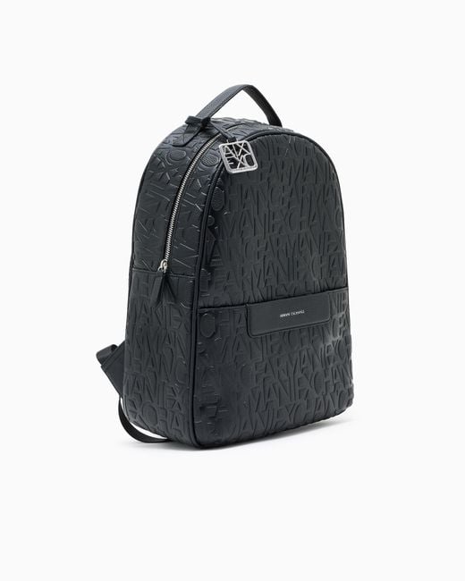 ARMANI EXCHANGE Blue Backpack With Allover Logo