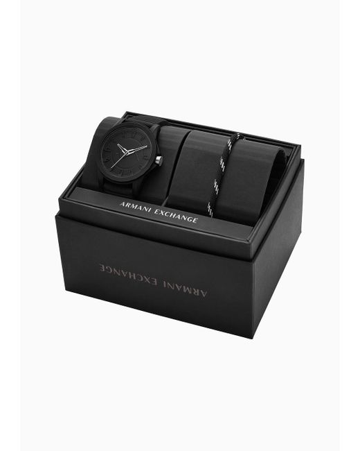 Armani Exchange Black Rubber Strap Watches for men